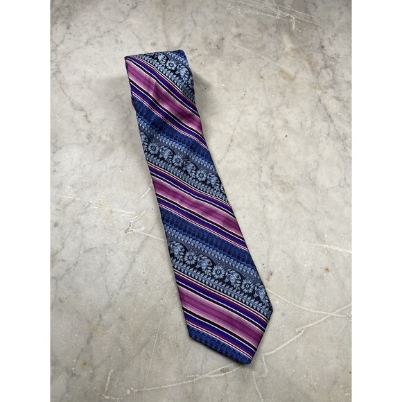 Ted Baker Silk Tie Multicolor Floral & Stripes - Picture 1 of 5